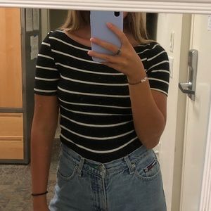 Urban Outfitters tight black and white striped top